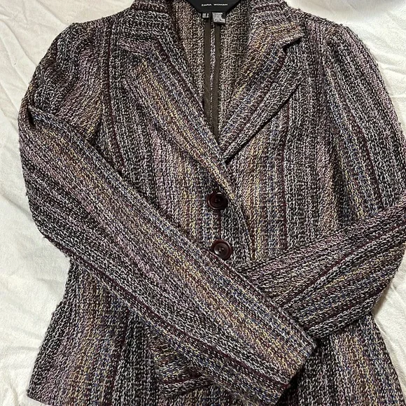Ladies blazer purplish black brown knit-S - Picture 7 of 9